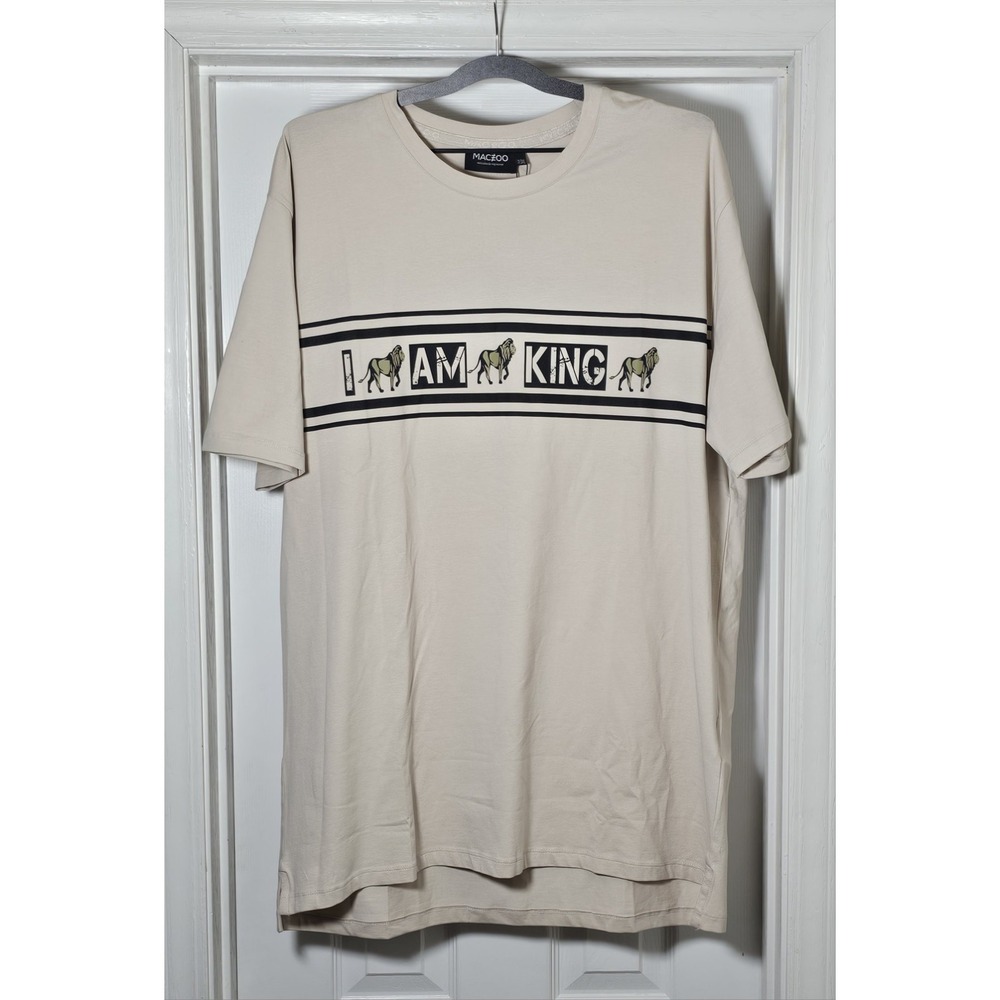 Maceoo I Am King Lion Graphic Tee Tan Brown Mens Size 7 3XL Short Sleeve T-Shirt